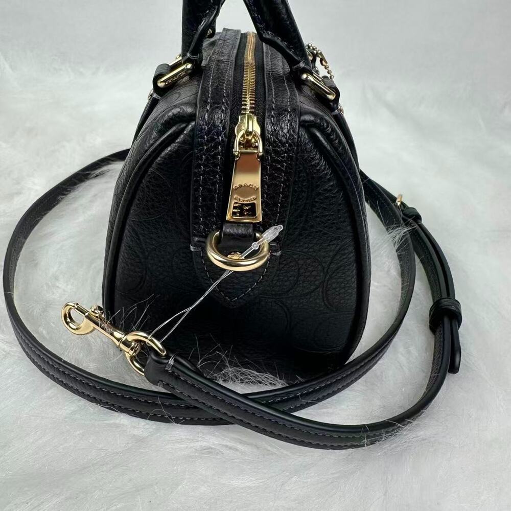 Coach Mini Rowan Crossbody Bag Signature Leather CCF28 Pebbled Leather/Black NWT - Picture 5 of 9